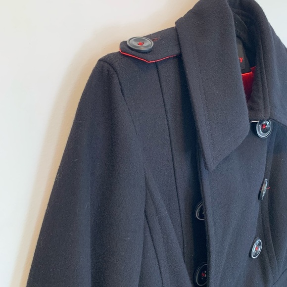 M60 Miss Sixty Black Wool Coat with gorgeous red color inside .Size M .🔥 - Picture 8 of 8
